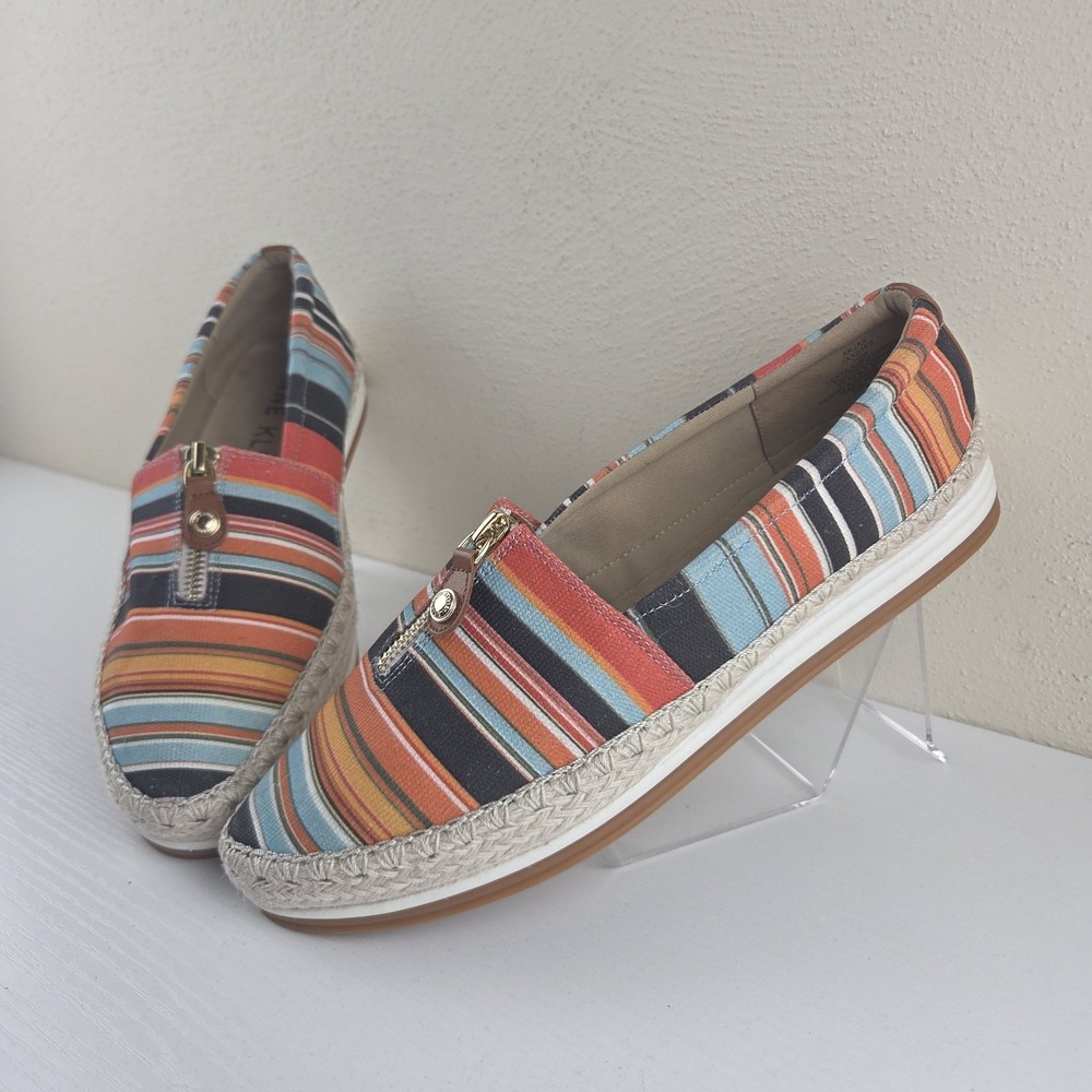 Anne Klein Jax Espadrille Canvas Multi Color iflex Flats Women's Size 10 M